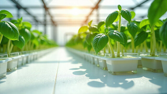 Hydroponic Basil Sprout for Organic Farming and Sustainable Agriculture