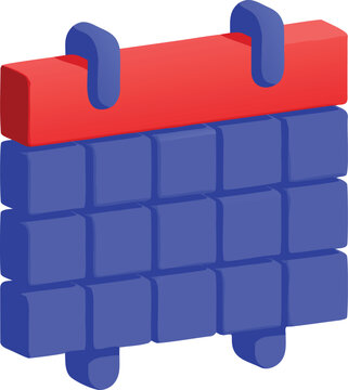 Modern 3D isometric calendar icon for event planning schedule tracking and corporate appointment reminder