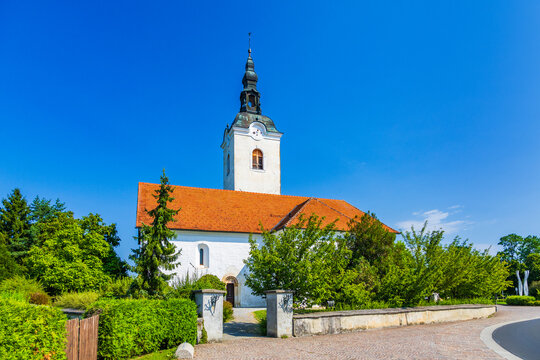 Saint Jakob church at small town Kostanjevica na Krki in Slovenia