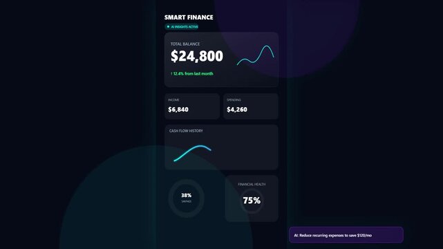 Smart Finance Mobile App Dashboard UI Animation