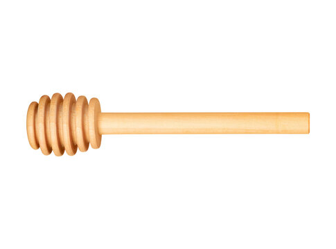 Wooden honey dipper stick isolated on transparent background.