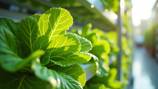 Vertical Hydroponic Lettuce Growth Sustainable Farming