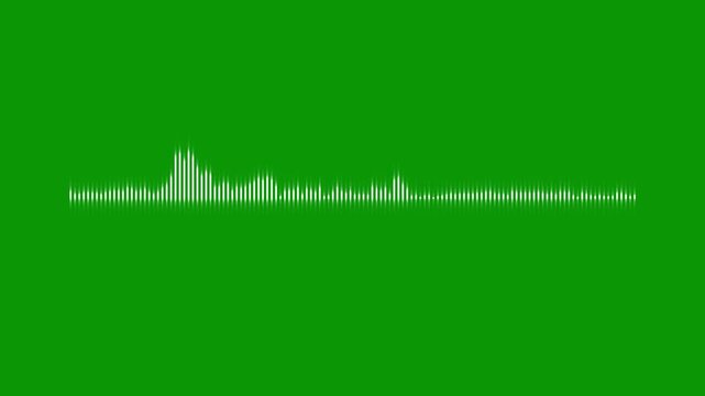 Smooth wave audio visualizer line animation with alpha channel, abstract sound waveform spectrum for overlay, dynamic voice recording wavelength frequency bars for podcast promo 4k video green screen,