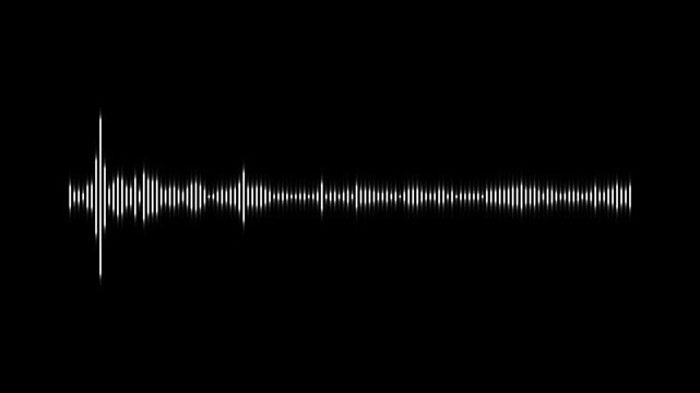 Smooth wave audio visualizer line animation with alpha channel, abstract sound waveform spectrum for overlay, dynamic voice recording wavelength frequency bars for podcast promo 4k video dark screen,