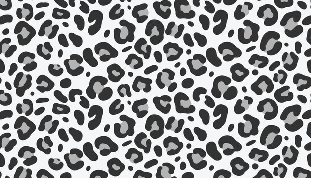 Wild leopard print seamless pattern background featuring a grey and black animal skin pattern for fashionable textiles.