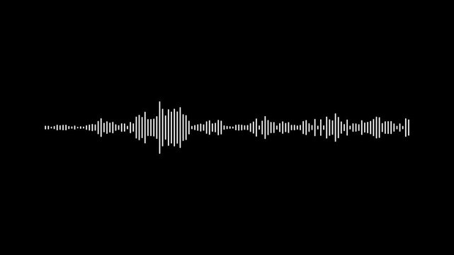 Minimalist circular audio visualizer lines isolated on black background, abstract sound wave digital frequency animation, creative podcast voice recording spectrum visualization 4k video