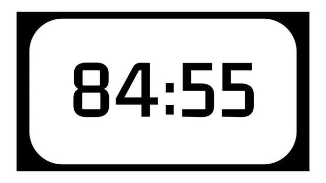 Countdown timer from 85 minute to 84 minute on white background and rounded black frame ideal for presentations, classrooms, and productivity projects