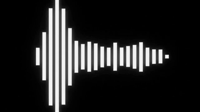 Animated White Audio Waveform Equalizer on Black Background Loop