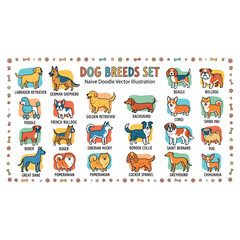 Fototapeta premium Dog breeds set vector illustration art