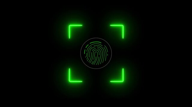 scanner icon animation isolated scanner neon shine icon animation.fingerprint biometric scanning animation. Biometric scanning animation showing neon