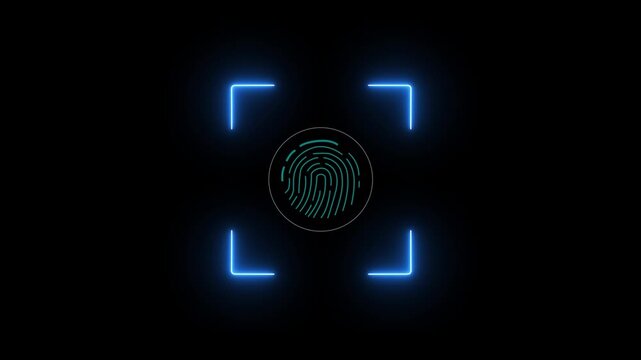 scanner icon animation isolated scanner neon shine icon animation.fingerprint biometric scanning animation. Biometric scanning animation showing neon