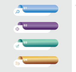 Fototapeta premium Modern 4 Step Infographic Timeline Template with Colorful Rounded Tabs