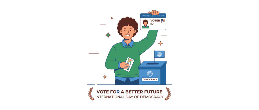 Person casts ballot in democratic election using ballot box