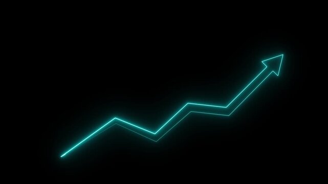 glowing neon Upward Animated Animated Arrow animation Motion graphics of concept black background. animation 4k video