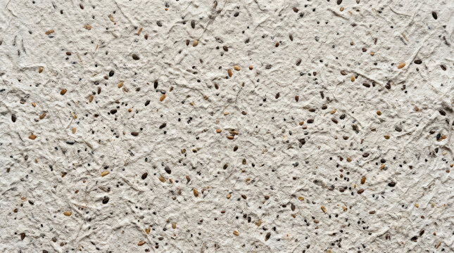 Close-up texture of a rough, speckled concrete wall with visible aggregate and imperfections.