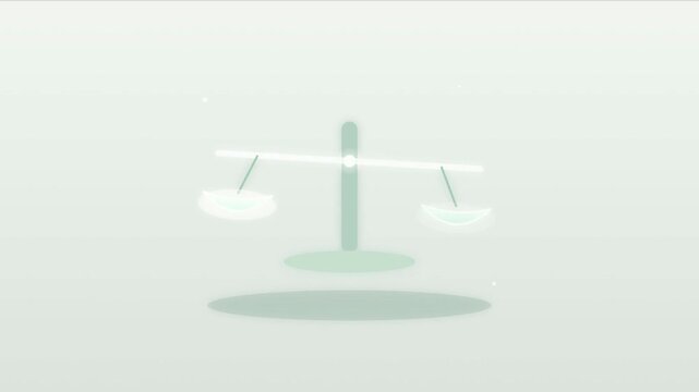 Three minimalist scales oscillating in unison against a soft pastel green background concept illustration
