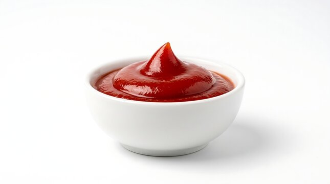 Fresh Tomato Ketchup Sauce in White Bowl Cutout