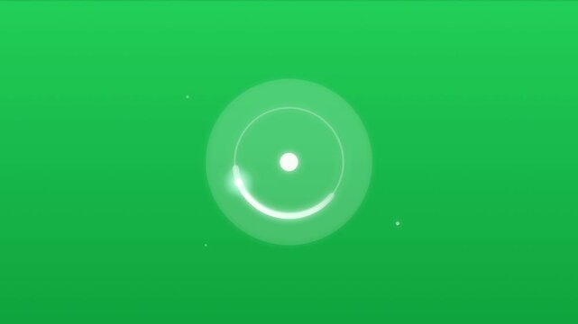 Three white circular loading progress indicators rotating smoothly against a solid vibrant green background surface