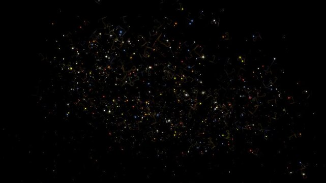 Luminous musical notes particles floating in space