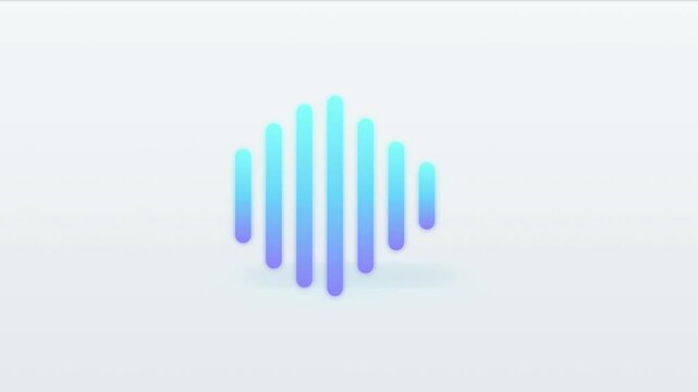 Three gradient audio waveform icons displaying increasing sound amplitude levels on soft white background
