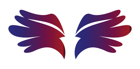 Abstract Wing Design: A striking abstract design features two stylized wing shapes, rendered in a gradient of deep blue and vibrant red, creating a sense of dynamic movement and artistic expression. © Itz Buddha 