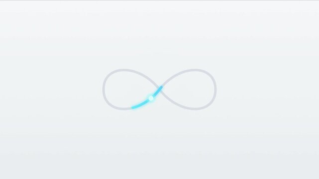 Animated infinity loop loading indicators featuring glowing blue progress bars on clean white background