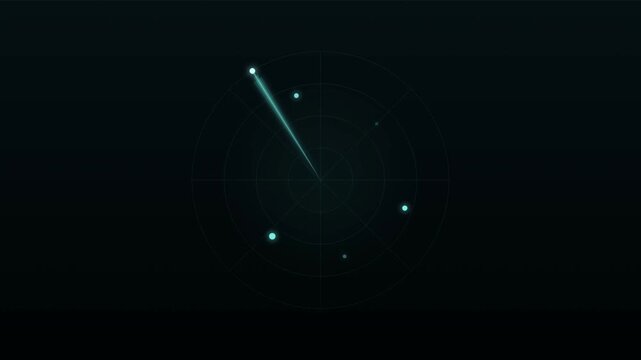 Digital radar interface scanning three circular displays showing navigation data points against dark background