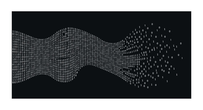 A flat illustration binary code wave data stream a flat illustration