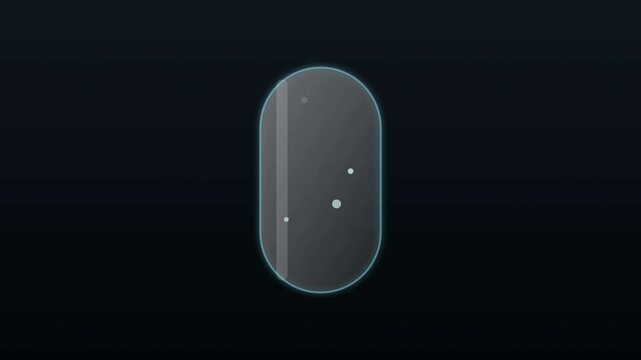 Minimalist loading progress bar animation with three vertical rounded capsules on dark background surface