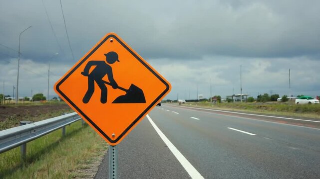 Roadwork sign.