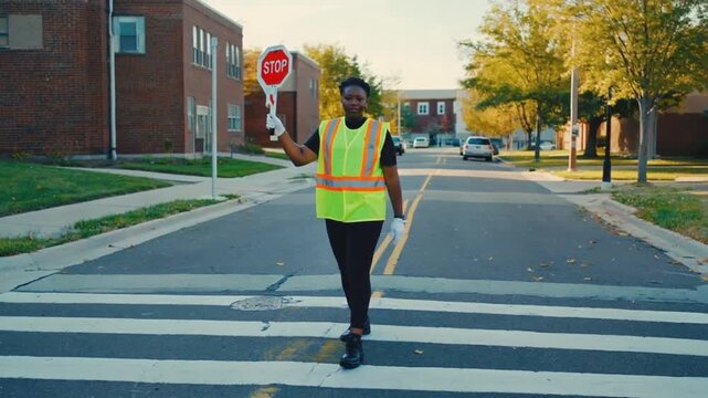 Construction worker directing traffic.