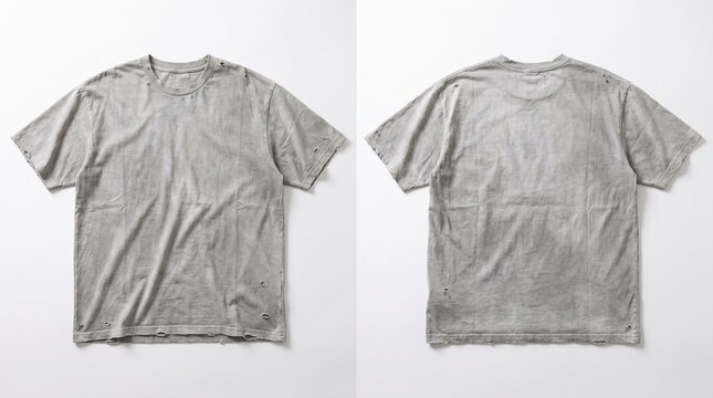 Front and Back View of a Plain Gray TShirt Mockup.