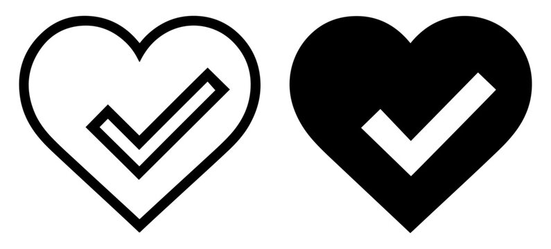 heart check mark icon vector