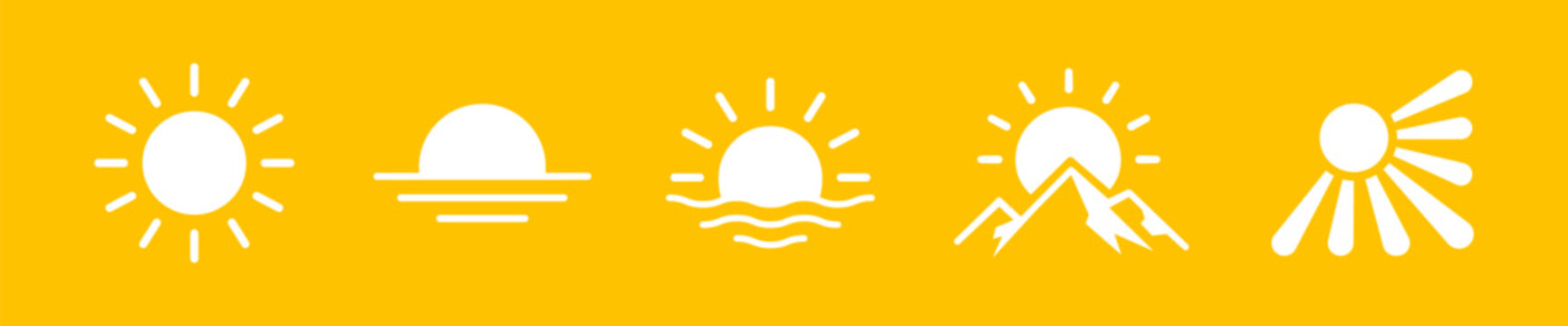 Sun icon set. It includes solar, light, sunshine, and more icons. Solid symbol vector illustration.