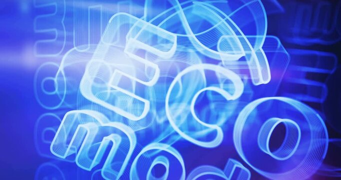 Eco mode and ecology friendly symbol rotating on lights loopable background. Cyber technology abstract concept icon 3d seamless and loop animation.