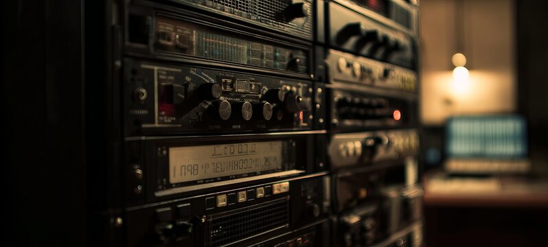 Vintage Audio Equipment Stack - A Glimpse into Analog Sound History.