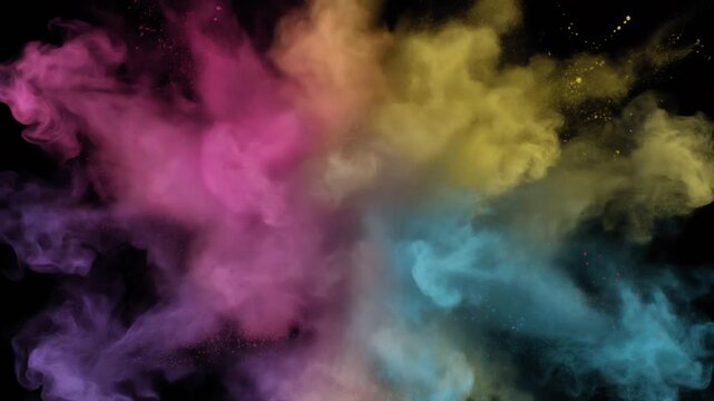 Rainbow Powder Explosion on Black Background