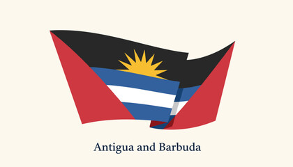 Obraz premium Flag of Antigua and Barbuda waving gracefully as a piece of cloth against a light background representing national pride and identity.