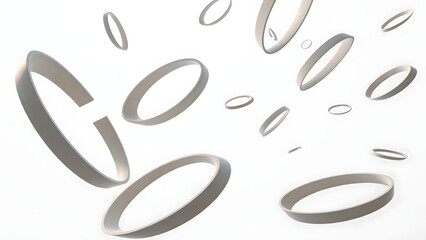Fototapeta premium Floating White Oval Rings Abstract Background