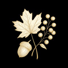 Obraz premium Elegant botanical illustration with gold.
