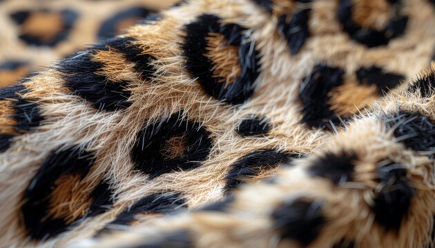Close-up view of soft faux leopard print fur showcasing detailed black and brown spots and luxurious texture.