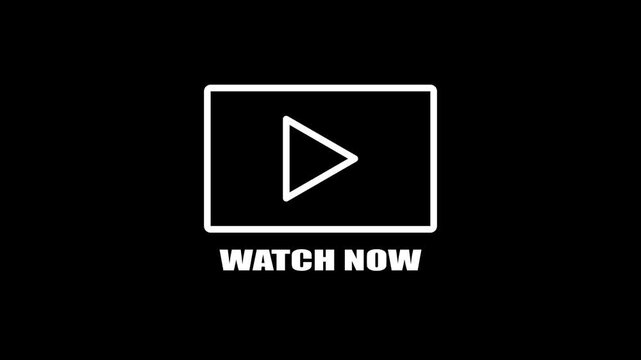 Minimal Play Button Watch Now Call To Action UI Element On black Background