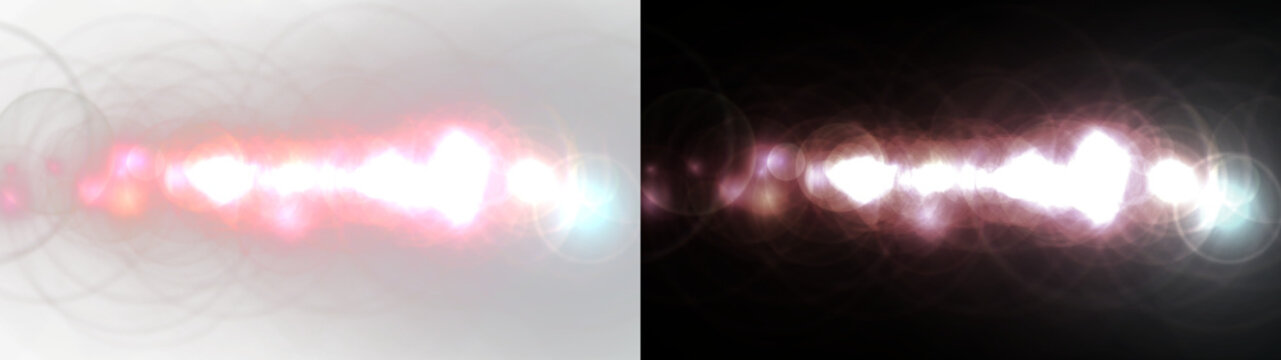 Glowing pink light flare. Optical flash, glare, beam, bokeh streak, starburst glow, illumination overlay. Red sparkling energy, glowing shine effect.