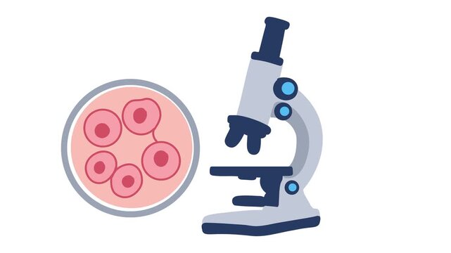 animation of microscope examining cell sample