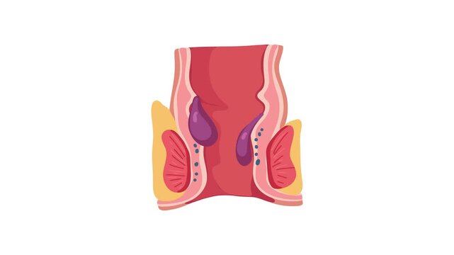 animation of external hemorrhoids anatomy cross section