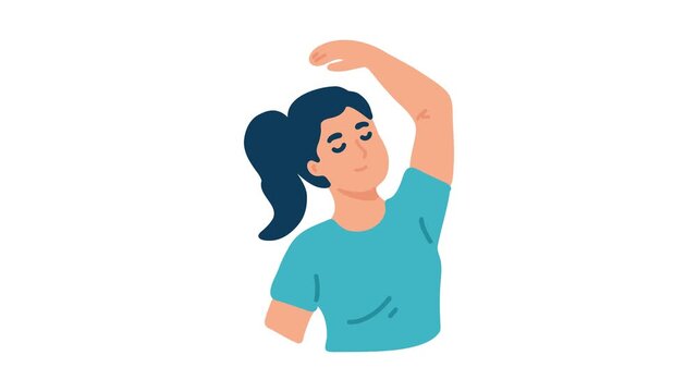 animation of neck stretching exercise for pain relief
