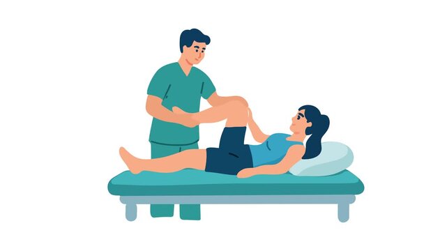 animation of physical therapist treating patient with back pain