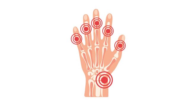 animation of painful hand joints arthritis concept