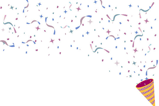 Rainbow Holographic Confetti Border with Party Popper on Transparent Background