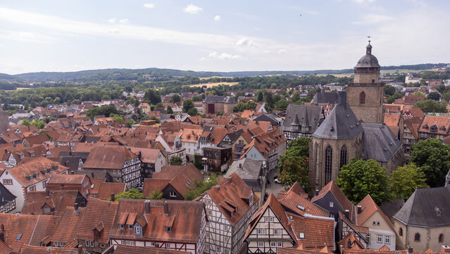 Aerial View of Alsfeld &ndash; Historic Half-Timbered Town in Hesse, Germany, 4K